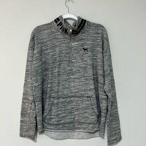 PINK Victoria's Secret Heathered Gray Zip-Up Sweater